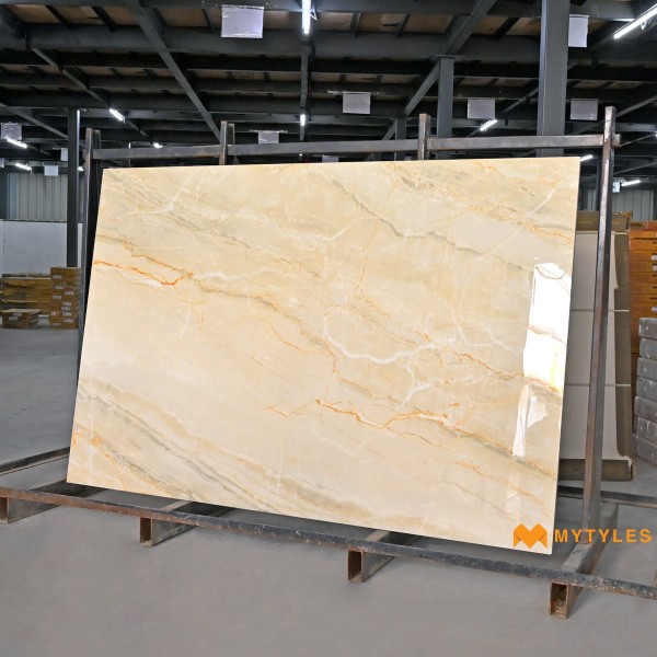 Glazed Vitrified-Vitrified Cream Slab Floor and Wall Tile Code29618 (1200x1800mm, Glossy)