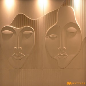 undefined-Mint Stone Fluted Dual Face Wall Mural Code35788 (2400x2400mm Stone)-MYTMU052