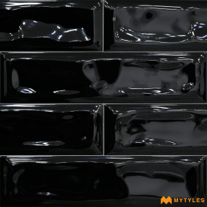 undefined-Ceramic Black Subway Wall Tile Code12077 (75x300mm, Glossy)