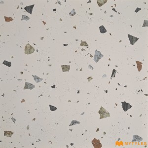 undefined-Vitrified Ivory Terrazzo Floor and Wall Tile Code10828 (600x600mm, Matt)