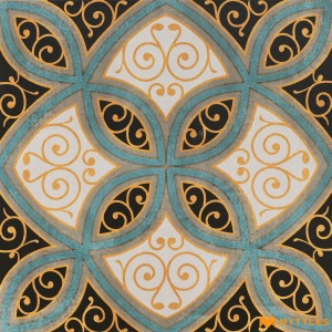 undefined-Cream and Black Moroccan Floor and Wall Tile Code34993 (300x300mm, Matt)
