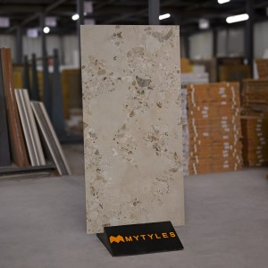 undefined-Vitrified Beige Terrazzo Floor and Wall Tile Code27217 (600x1200mm, Matt)