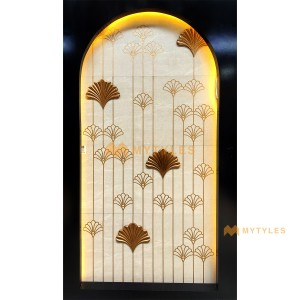 undefined-Vitrified Cream Mural Wall Tile Code30024 (4x8 Feet, Matt)