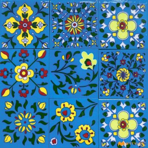 undefined-Decorative Blue Floor and Wall Tile Code30830 (75x75mm, Glossy, 16Pcs)