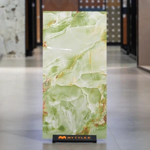 undefined-Vitrified Green Floor and Wall Tile Code38440 (600x1200mm, Glossy)