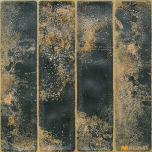 undefined-Ceramic Black and Gold Subway Wall Tile Code31498 (300x300mm, Carving Matt)