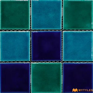 undefined-Blue Swimming Pool Mosaic Floor and Wall Tile Code39348 (298x298mm, Glossy)