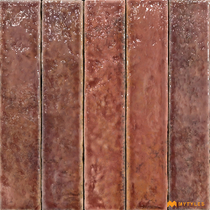 undefined-Imported Red Subway Wall Tile Code27122 (50x250mm, Glossy)