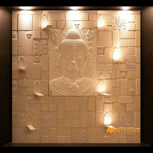undefined-Natural Buddha Face Stone Mural Code26084 (3x4Feet, Mint Stone)-MYTMU022