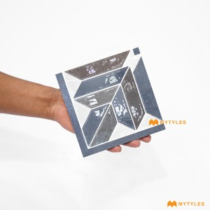 undefined-White and Blue Carpet Design Floor and Wall Tile Code30746 (150x150mm, Glossy)