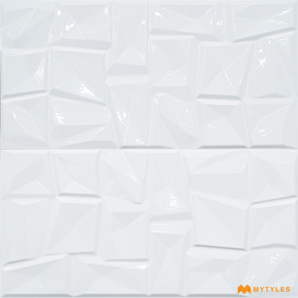 3d Tiles-Ceramic White 3D Wall Tile Code28173 (300x600mm, Glossy)