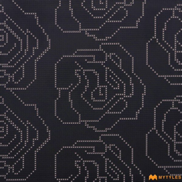 Moroccan Tiles-Vitrified Black Moroccan Floor and Wall Tile Code33447 (600x600mm, Matt)