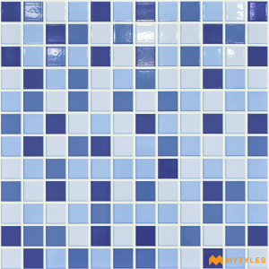 undefined-Ceramic Blue Swimming Pool Mosaic Tile Code26749 (300x300mm, Glossy)