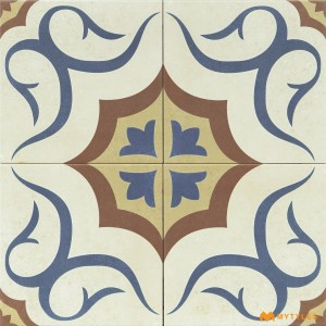 undefined-Cream and Blue Moroccan Floor and Wall Tile Code29987 (200x200mm, Matt)