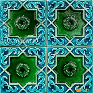 undefined-Decorative Green Wall Tile Code32943 (75x75mm, Glossy, 16Pc in Box)