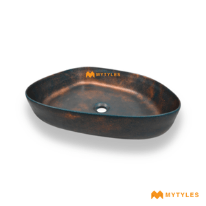 undefined-Quartz Turquoise Copper Wash Basin Code16870 (400x540mm, Matt)