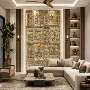 undefined-Imperial Ivory Craft Wall Mural Code37680 (1200x2400mm, Glass)-2x2ft 8Pcs Set