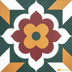 undefined-Ceramic Green and Red Moroccan Floor and Wall Tile Code31307 (300x300mm, Matt)