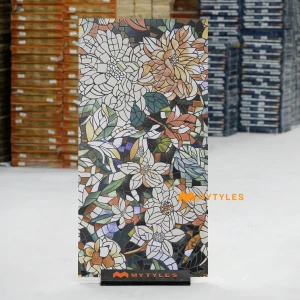 undefined-Black Tesserae Matt Vitrified Tropical Wall Tile Code38926 600x1200mm 2Pc