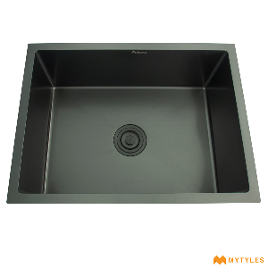 undefined-Futura Kitchen Sink - Hand Carved Color Series FS 2118 HM (21x18 Inch, Single Bowl)-Black