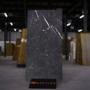 undefined-Vitrified Black Floor and Wall Tile Code32490 (600x1200mm, Matt)