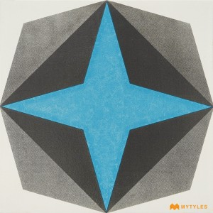 undefined-Gray and Blue Moroccan Floor and Wall Tile Code3117 (300x300mm, Matt)