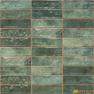 undefined-Ceramic Green Geometric Wall Tile Code35236 (300x600mm, Glossy)
