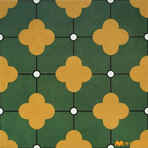 undefined-Green Mustard Quatrefoil Matt Ceramic Moroccan Tile Code39774 300x300mm 11Pc
