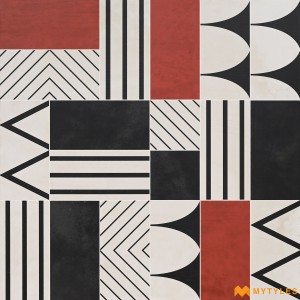 undefined-White and Black Moroccan Floor and Wall Tile Code19842 (600x600mm, Matt)