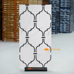 undefined-Monochrome Trefoil Lattice Matt Vitrified Tile Code40341 600x1200mm 2Pc Pack