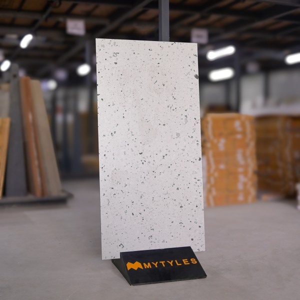Glazed Vitrified-Vitrified White Terrazzo Floor and Wall Tile Code33395 (600x1200mm, Matt)