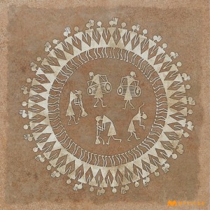 undefined-Vitrified Brown Digital Parking Floor and Wall Tile Code30304 (298x298mm, Matt)