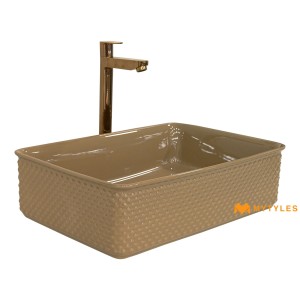 undefined-Ceramic Beige Designer Wash Basin Code33564 (325x500mm, Glossy)