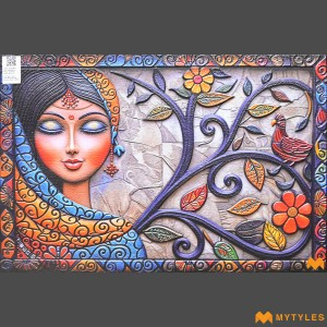 undefined-Peaceful Woman Designer Poster Tile Code34206 (2x3 Feet, Matt)