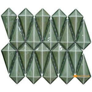 undefined-Imported Green Mosaic Wall Tile Code31154 (300x382mm, Glossy)