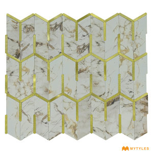 undefined-Gold Metal Mosaic Wall Tile Code25588 (300x300mm, Metallic)