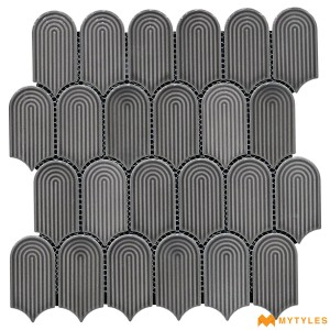 undefined-Imported Gray Mosaic Floor and Wall Tile Code30492 (288x297mm, Glossy)