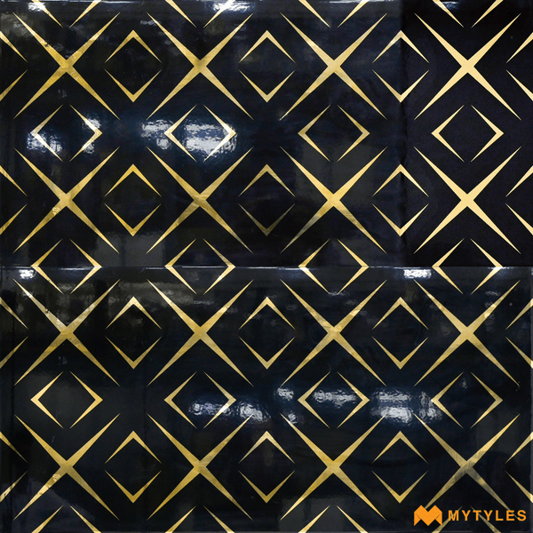 Metallic Tiles-Ceramic Black Highlighter Wall Tile Code26916 (300x600mm, Hi-Glossy)