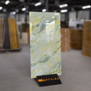 undefined-Vitrified Green Floor and Wall Tile Code28615 (600x1200mm, Glossy)