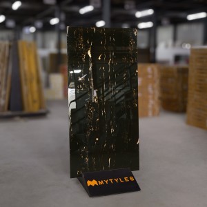 undefined-Vitrified Black Floor and Wall Tile Code16574 (600x1200mm, Hi-Glossy)