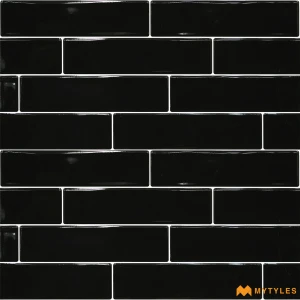 undefined-Licorice Black Glossy Ceramic Subway Wall Tile Code40533 300x600mm