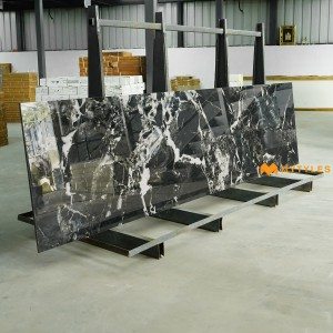 undefined-Vitrified Black Slab Floor and Wall Tile Code22034 (790x3000x15mm, Glossy)