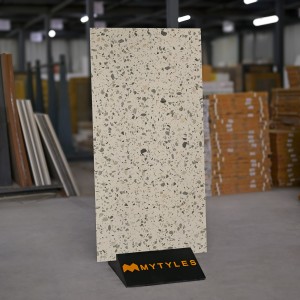 undefined-Vitrified Cream Terrazzo Floor and Wall Tile Code26579 (600x1200mm, Matt)