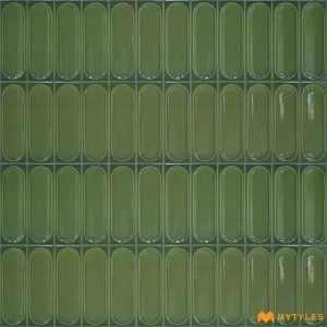 undefined-Basil Green Capsule Glossy Ceramic Wall Tile Code40284 300x600mm 6Pc Pack