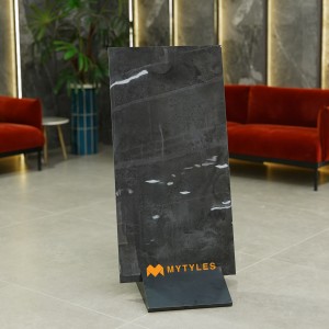undefined-Vitrified Black Floor and Wall Tile Code29445 (600x1200mm, Glossy)