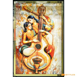 undefined-Vitrified Orange Guitar Poster Wall Tile Code32848 (4x6 Feet, Glossy)