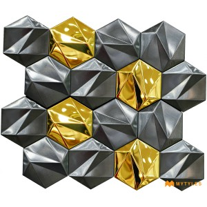 undefined-Imported Copper and Gold Mosaic Wall Tile Code32742 (260x300mm, Metallic)