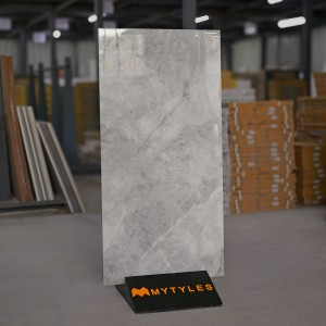 undefined-Vitrified Grey Floor and Wall Tile Code34091 (600x1200mm, Glossy)