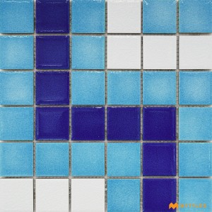 undefined-Blue Swimming Pool Mosaic Floor and Wall Tile Code33248 (300x300mm, Glossy)