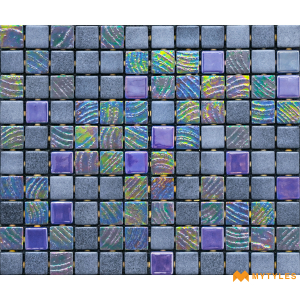 undefined-Imported Glass Mosaic Wall Tile Code26185 (312x495mm, Metallic)